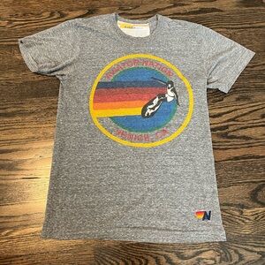 Aviator Nation Gray Tee with Multicolor Logo